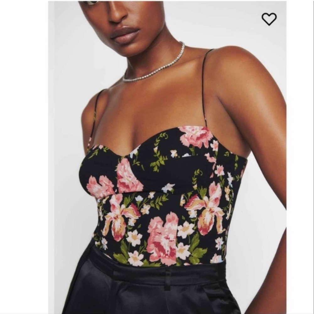 Reformation Liza Top in Malia Black Floral